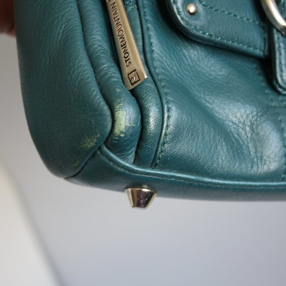 Teal Green Stone Mountain Leather purse Shoulder bag Rich deep Colour Autumn - Picture 12 of 15